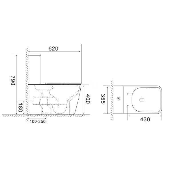 Изображение Aquatek Optima Plus Square AQ4451-00 Горизонтальный Выпуск Безободковый №6
