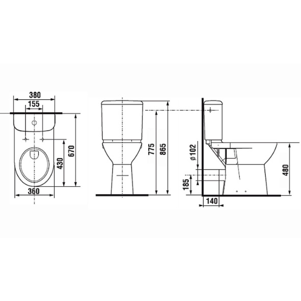Изображение Roca Access Горизонтальный Выпуск Высокая Чаша №6